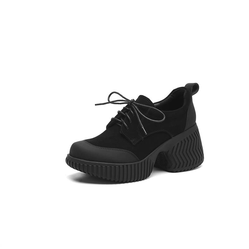 厚底紐付きカジュアルシューズ｜8cmの高さアップ、履き心地がよく疲れにくい| 単層と裏起毛の2種類から選べます