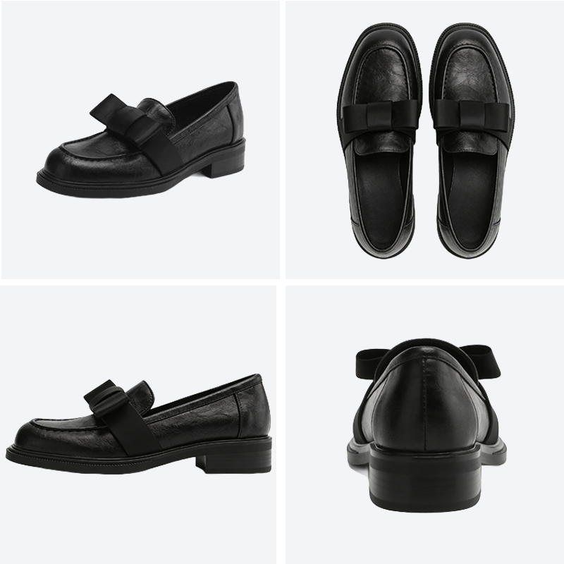  レディース上品リボン付きローファー