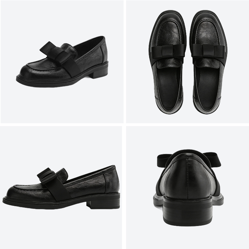  レディース上品リボン付きローファー