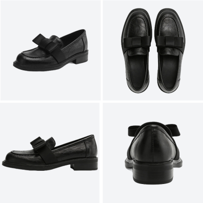  レディース上品リボン付きローファー