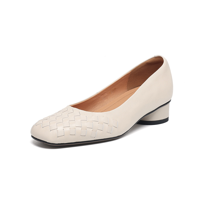 Emiwalk ソフトレザーのフレンチ風編み込みパンプス3cmヒール - 1010542607 - emiwalk