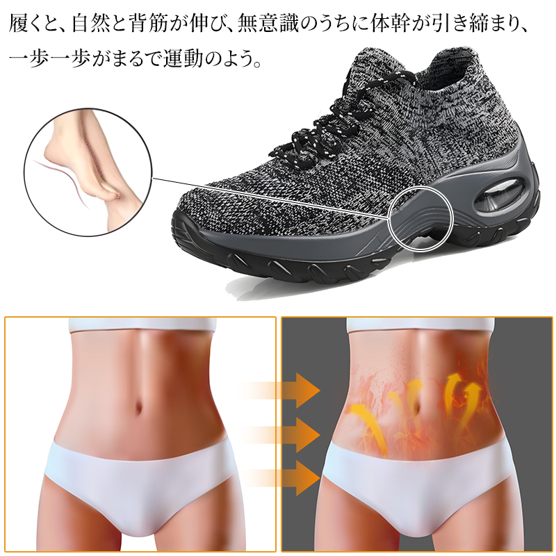 体幹スニーカー 姿勢改善メカニズム 背筋が伸びる歩行サポートの仕組み説明
