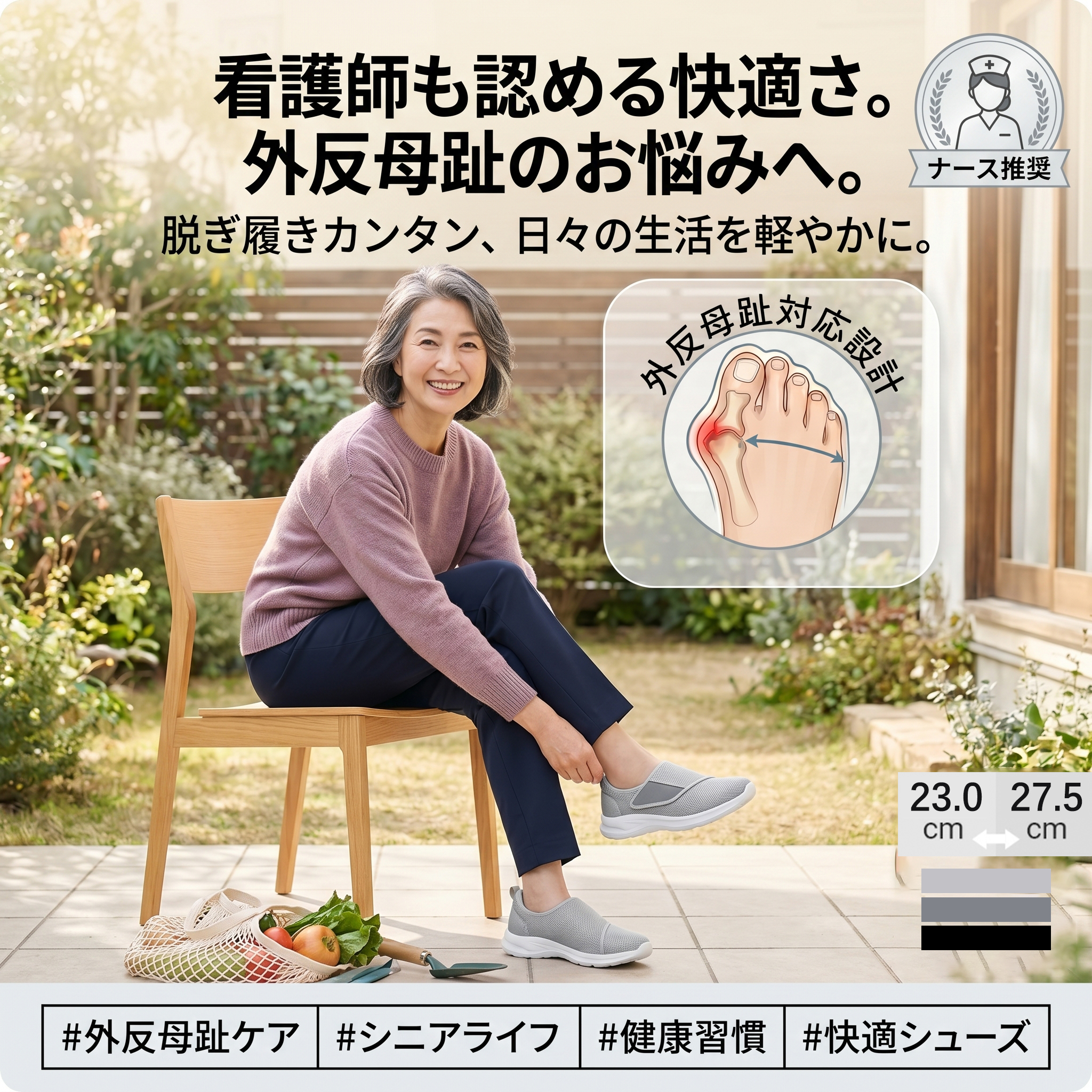 【外反母趾対応】大人かわいい軽量コンフォートシューズ｜幅広4E・リハビリ・入院・看護・室内外兼用｜130g超軽量・滑り止め・調整ベルクロ（Emiwalk）