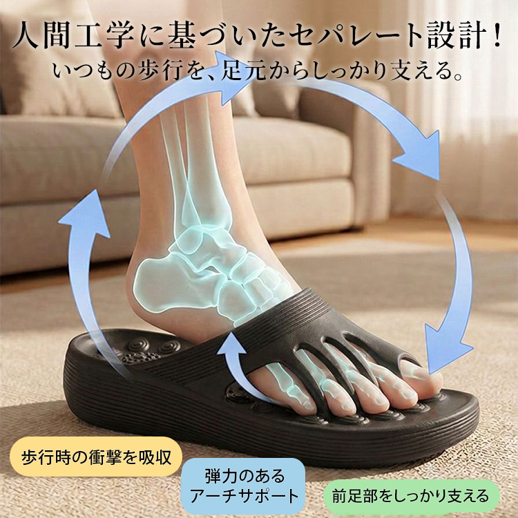 滑りにくい 5本指スリッパ