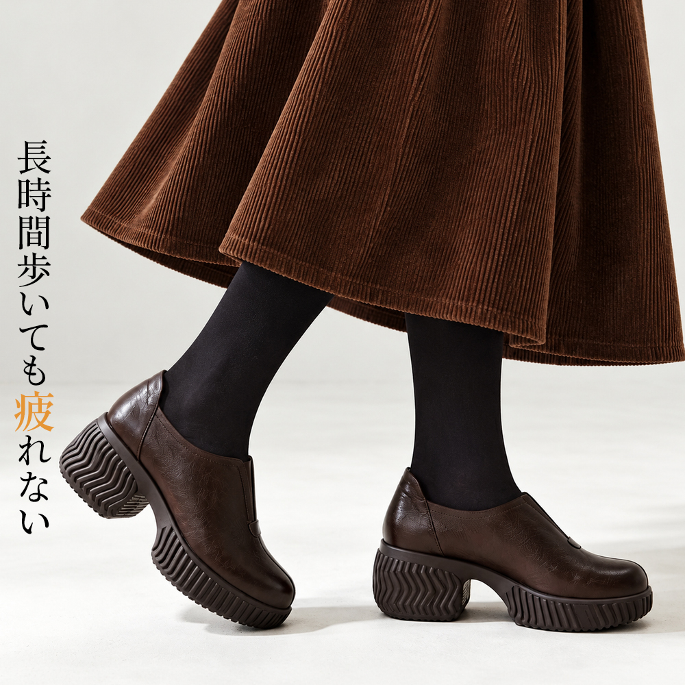 【当店売れ筋】「7.5cmヒール」厚底クッション・軽量・撥水◎ 梅雨に最適・幅広/甲高OK｜emiwalk