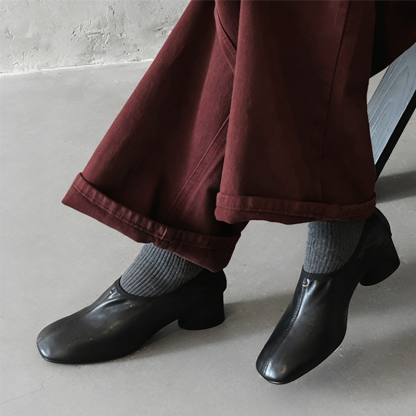 SL-Emiwalkヴィンテージスクエアヒールレザーパンプス