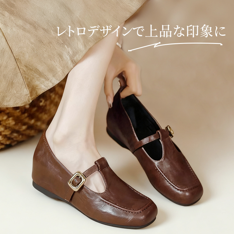 【2E幅広】Tストラップ マリージェーンシューズ 4.5cmヒール |安定感のある厚底 軽量で履きやすい - 1010880530 - emiwalk