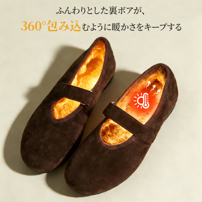 360度足を包み込み暖かさをキープする、ふんわりとした裏ボア構造の内部詳細