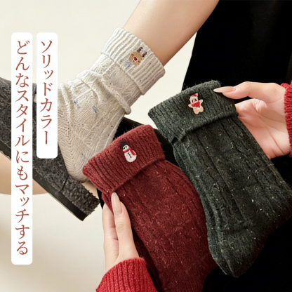 秋冬用あったか靴下 クリスマスデザイン 刺繍バリエーション 快適な履き心地