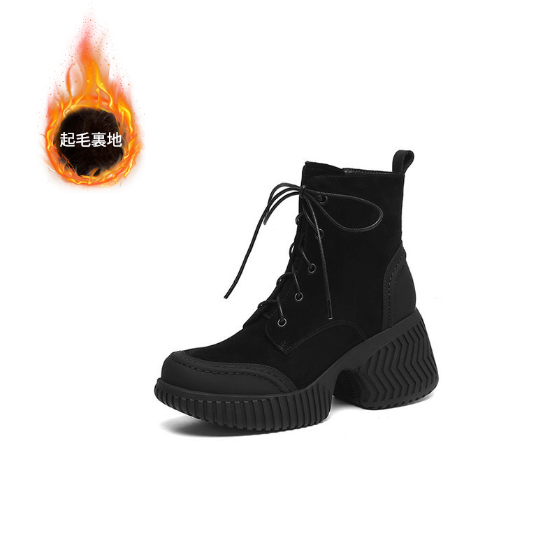 厚底紐付きカジュアルシューズ｜8cmの高さアップ、履き心地がよく疲れにくい| 単層と裏起毛の2種類から選べます