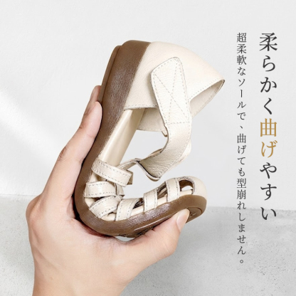 本革編み込みフラットサンダル
