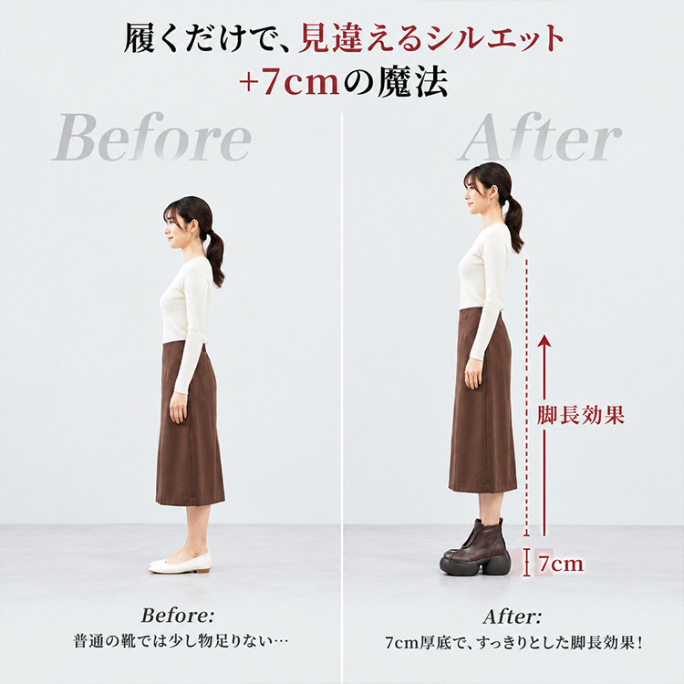 職人手作りヴィンテージ厚底ショートブーツ｜7cm 軽量インヒール、牛革アッパーで衝撃を吸収、小柄な足長効果、立ち仕事や通勤・街歩きでも疲れにくい、大人女性向けプレミアムカジュアルブーツ