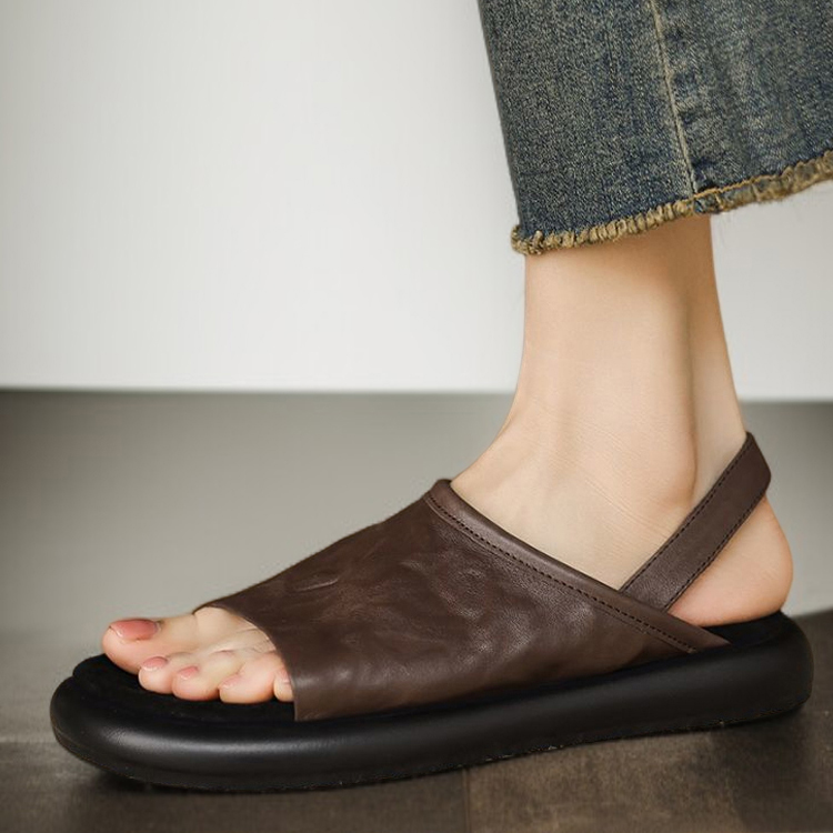 レトロなソフトレザーローマサンダル - 1010242710 - emiwalk