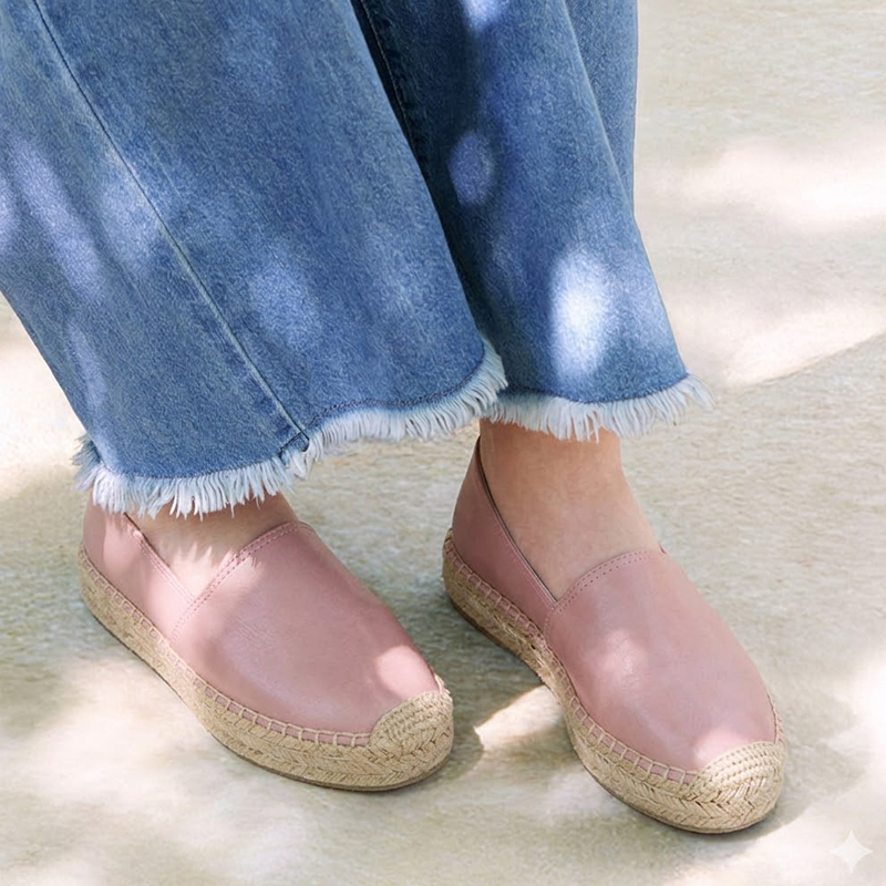 上質な羊革素材と天然草編みのナチュラルな風合い・ステッチ詳細