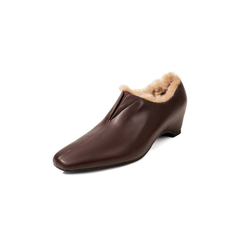 4.5cmの小さなレザーシューズ・ウールライニング・高甲高対応・アーチサポート付き