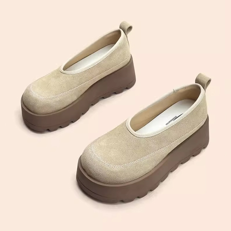 超軽量 厚底シューズ レディース 6cmヒール 疲れにくい スエード調 - Emiwalk