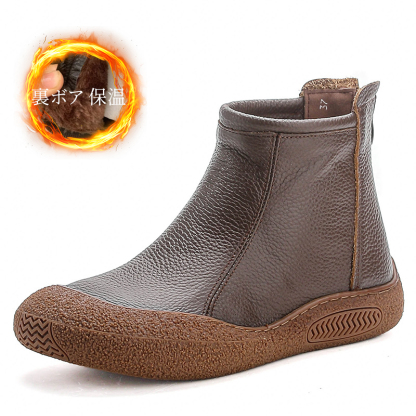 【秋冬新作】軽量・防滑・柔らかい本革ショートブーツ - 1011230723 - emiwalk