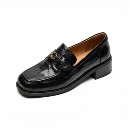 Emiwalkシワ加工のサザンカ付きローファー - 1010815311 - emiwalk