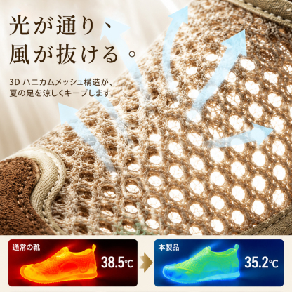 マジックテープ メッシュ カジュアルサンダル 足元涼しい  歩きやすい