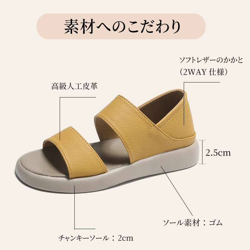 高級人工皮革アッパーと約2.5cmチャンキーラバーソールの素材仕様