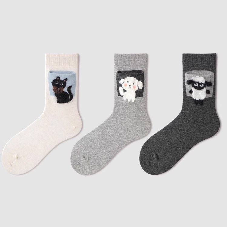 動物ポケットソックス、コットン100％（3足セット） - 1011255967 - emiwalk