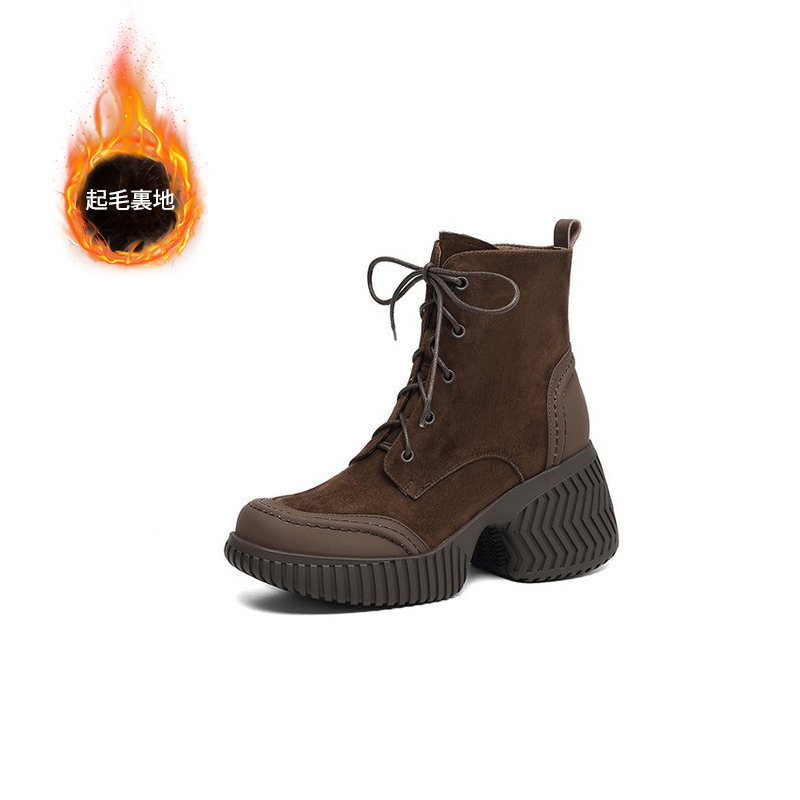 厚底紐付きカジュアルシューズ｜8cmの高さアップ、履き心地がよく疲れにくい| 単層と裏起毛の2種類から選べます