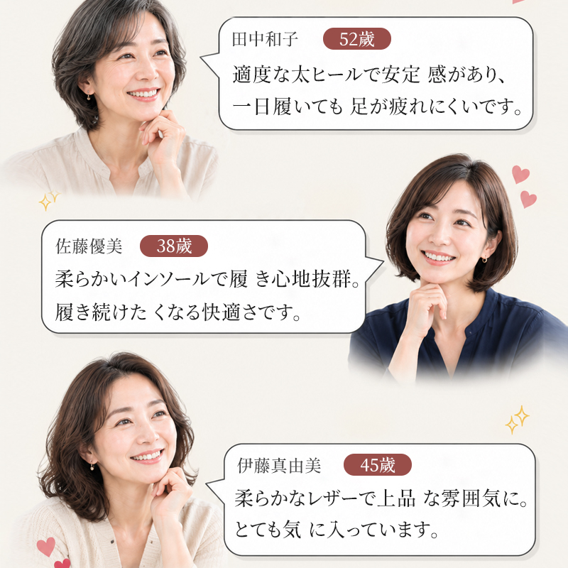 シワ加工シープスキン太ヒールカジュアルシューズ