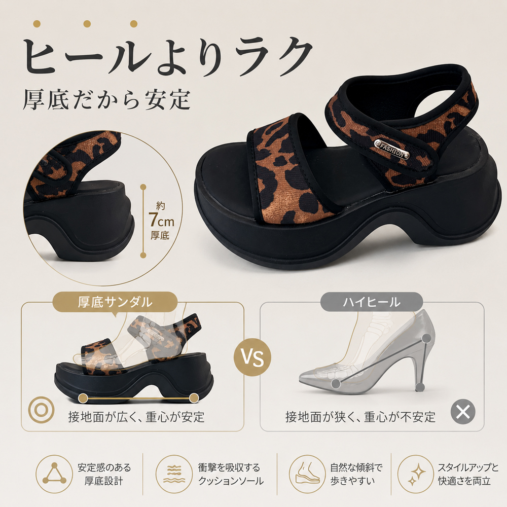 【驚きの超軽量★7cm厚底で美脚効果】スポーツサンダル レディース 厚底 クッション性抜群 衝撃吸収 サンダル スポサン 痛くない 走れる 疲れない 楽ちん 脱げない ストラップサンダル ビーチサンダル カジュアル アウトドア