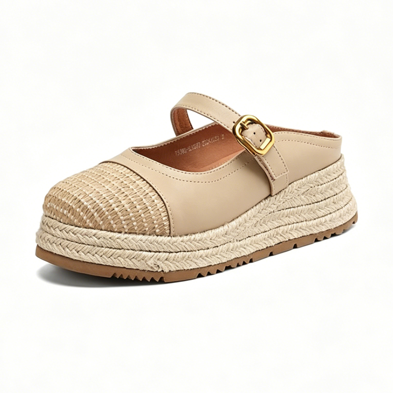 編み込み厚底メアリージェーン・バックオープンサンダル