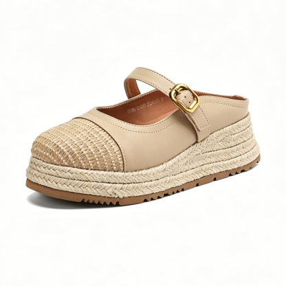 編み込み厚底メアリージェーン・バックオープンサンダル