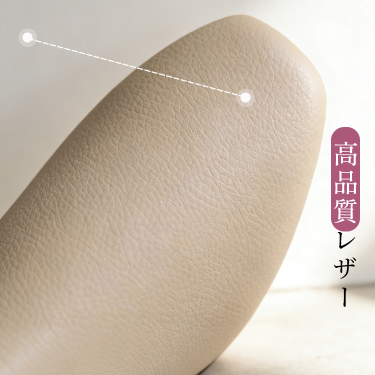 スクエアトゥ ミュール グレージュ 高品質レザー 表面シボ感アップ