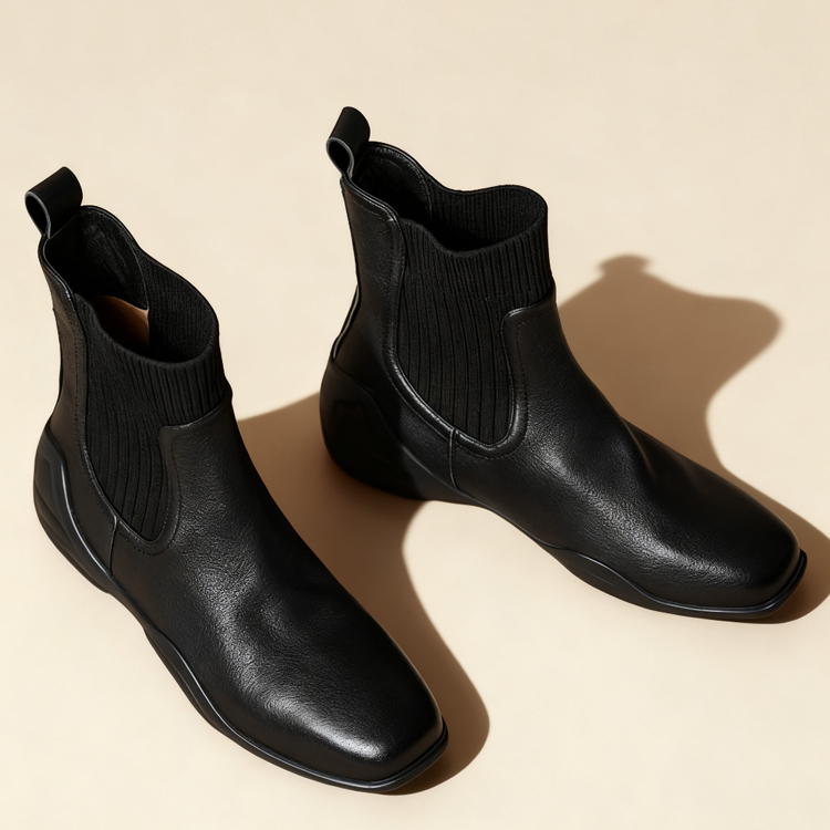 本革 ラムスキン チェルシーブーツ イタリア製ナッパ加工 幅広 甲高設計 レディース