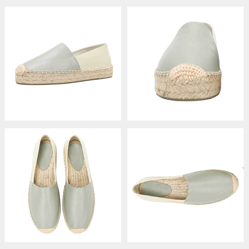 厚底のスリッポンタイプ・麦わらサンダル