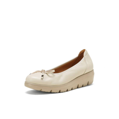 ふんわり軽量リボンラウンドトゥ厚底シューズ