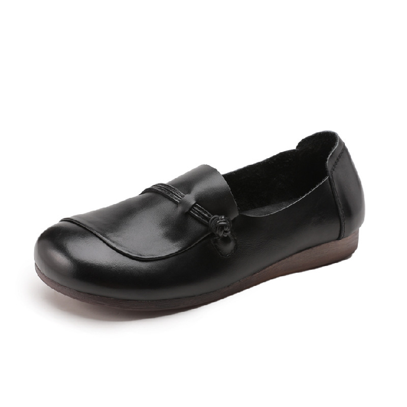 本革 レトロシューズ 4E 幅広 痛くない 3.5cmヒール レディース - Emiwalk