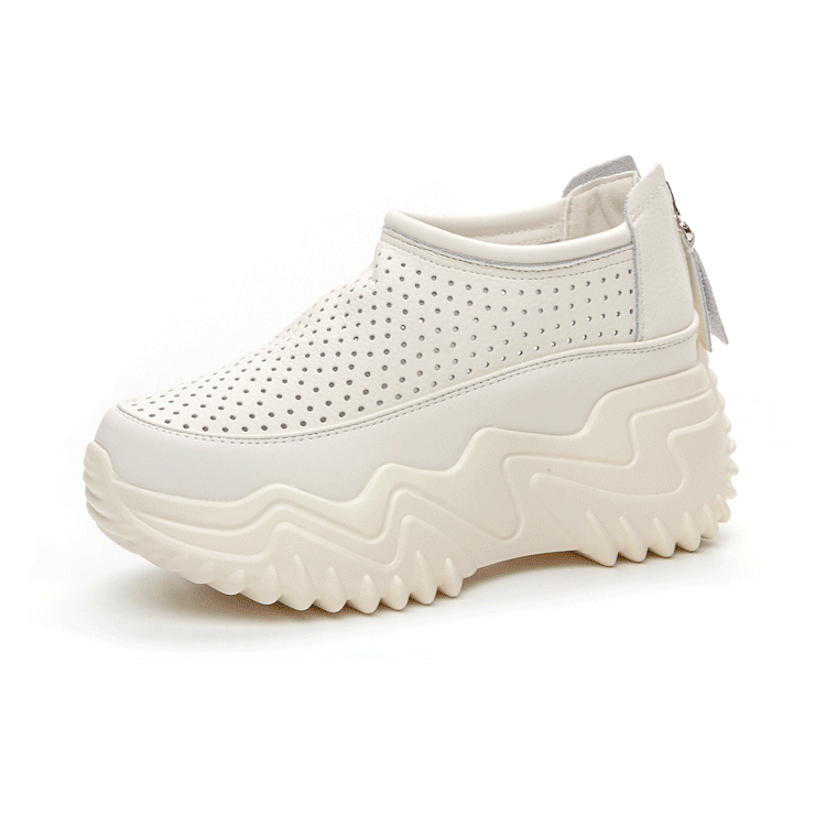 7cm厚底スニーカー 超軽量 フライニット レディース 疲れにくい 通気性 - Emiwalk