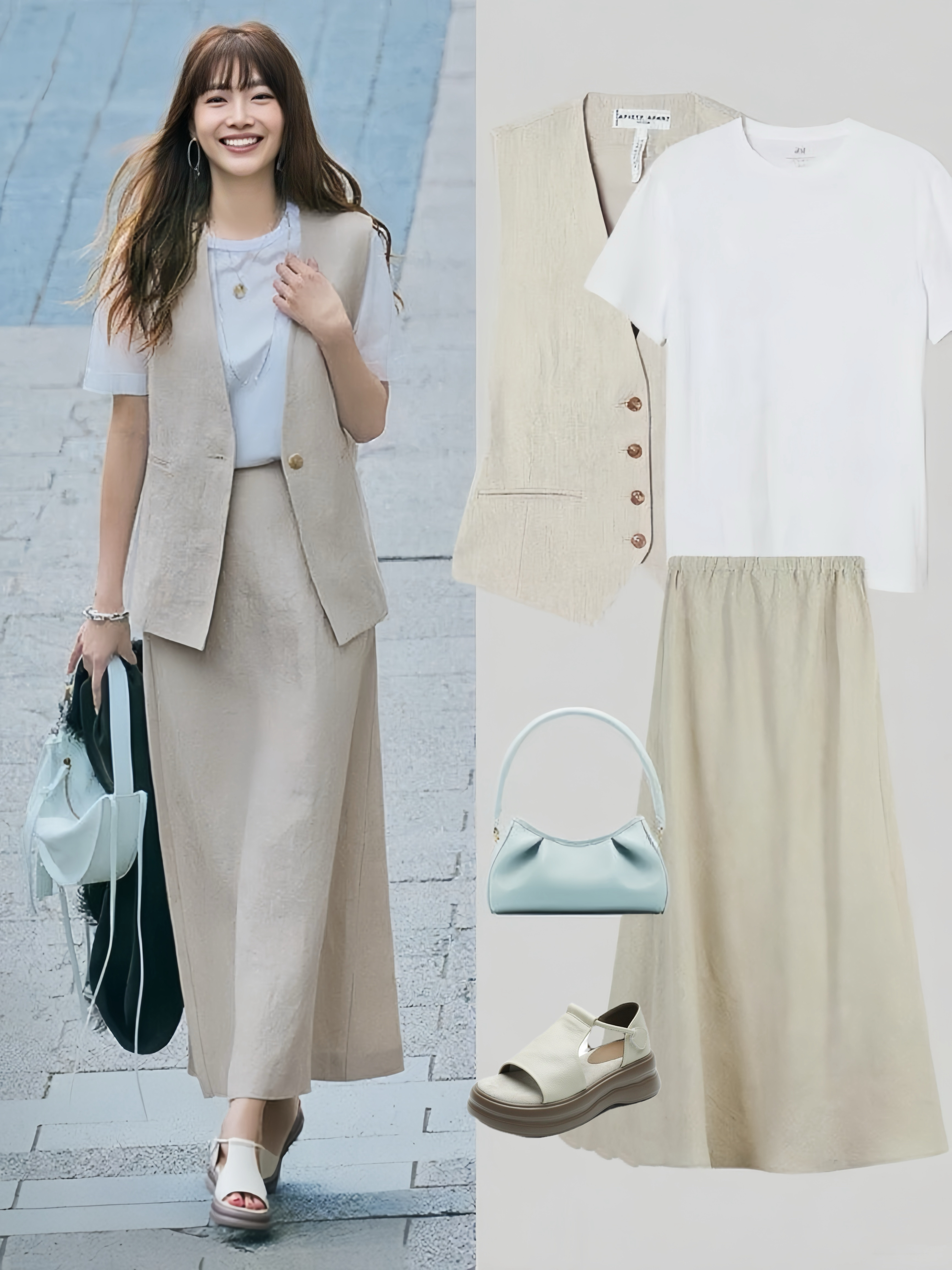 厚底サンダルで行く夏のオフィスカジュアル通勤コーデ