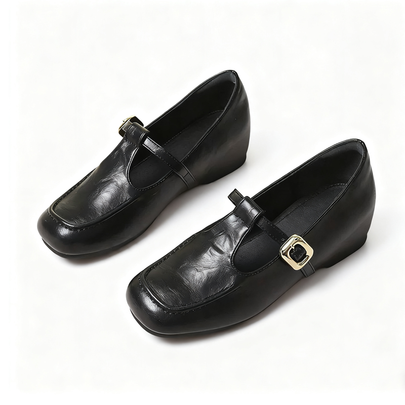 3.5cmインヒール 2Eワイド 疲れないスクエアトゥパンプス - Emiwalk