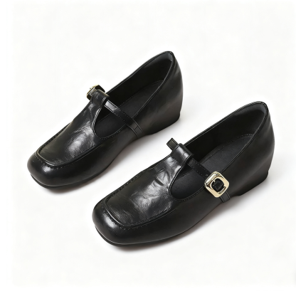 【2E幅広】Tストラップ マリージェーンシューズ 4.5cmヒール |安定感のある厚底 軽量で履きやすい - 1010880530 - emiwalk