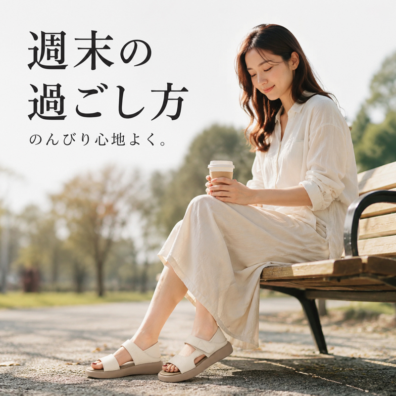 フラットベルクロプラットフォームサンダル