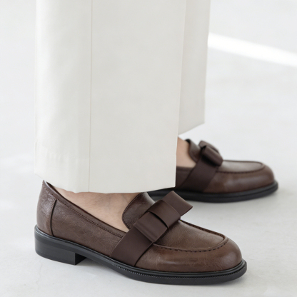  レディース上品リボン付きローファー