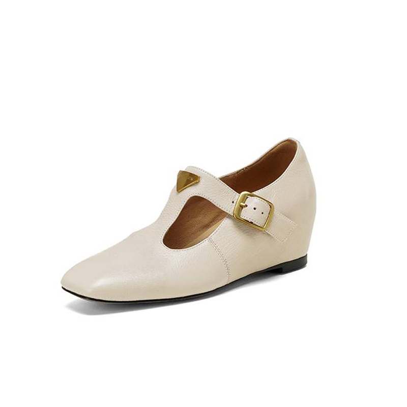 本革 羊皮 メアリージェーン ローファー インヒール5cm 歩きやすい 通勤 大人可愛い