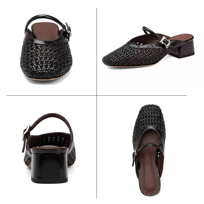 編みデザイン 太ヒールミュール