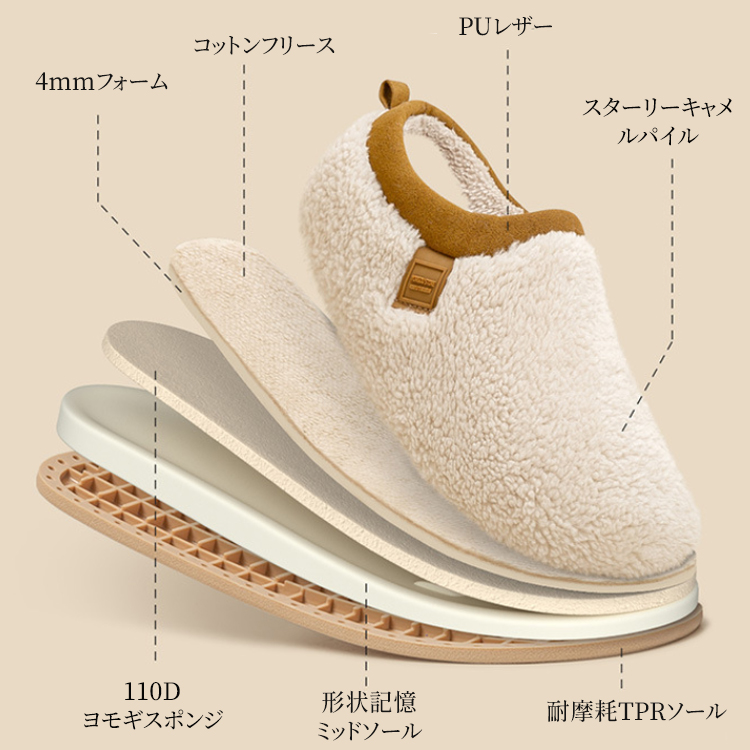 超快適なフワフワルームシューズ（かかとあり） - 1011015526 - emiwalk