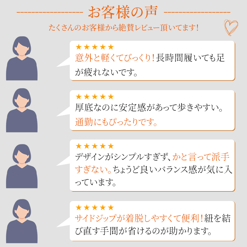 お客様の声 絶賛レビュー 軽量・安定感・サイドジップの利便性
