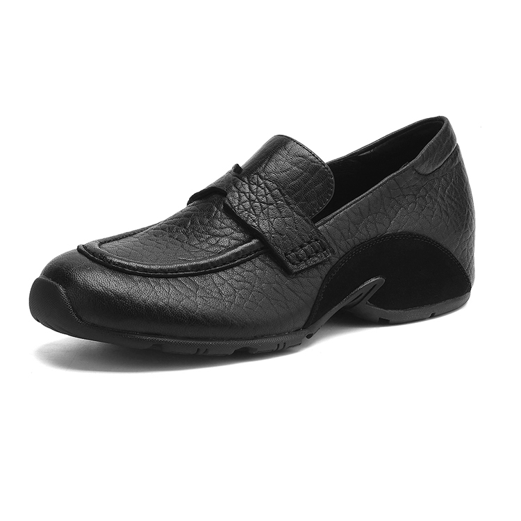 本革ヒールアップ厚底ローファー 4cm身長盛れる 衝撃吸収 柔らかソール スリッポン