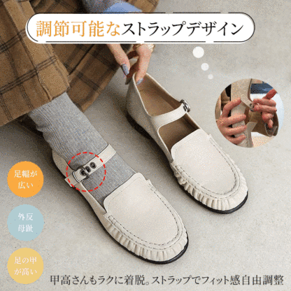 甲高・幅広調整可能な3段階調節ストラップバックルの詳細