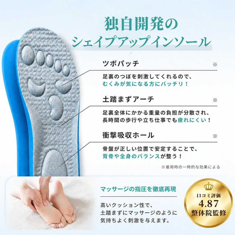 Emiwalk 整体院監修シェイプアップインソール アーチサポート 衝撃吸収