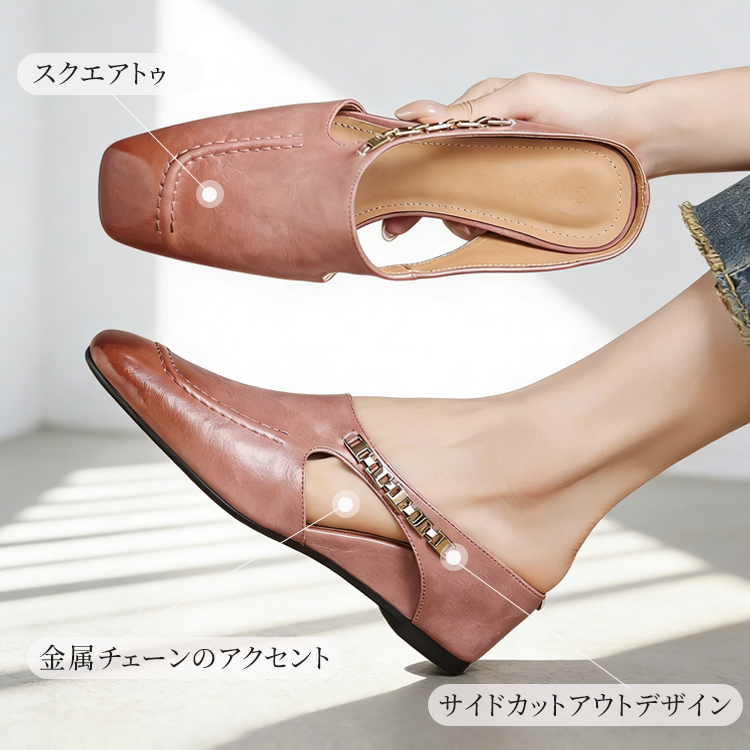 レトロ風つま先カバー付きウェッジヒールミュール