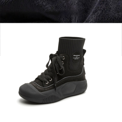 【秋冬新作】快適フィット・厚底クッション 高めの本革スニーカー - 1011230749 - emiwalk